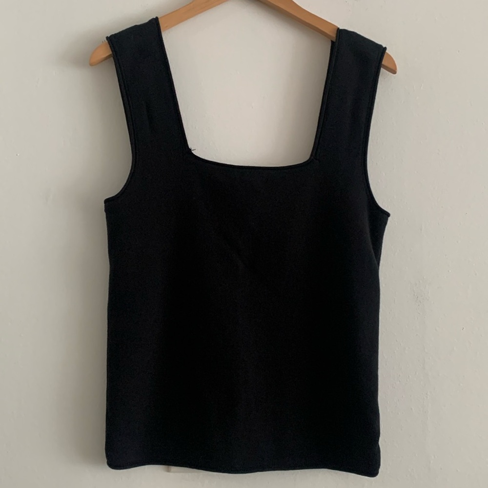 by Anthropologie Lightweight Sweater Square Neck Tank Top in Black Medium